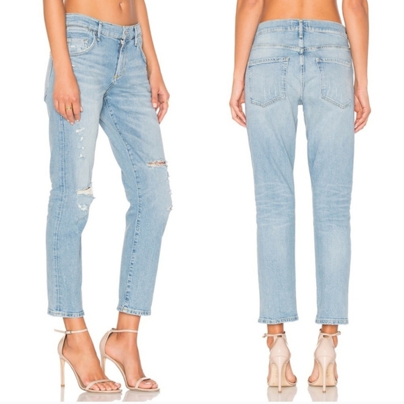 Agolde Denim - Agolde Light Wash Distressed Boyfriend Jeans